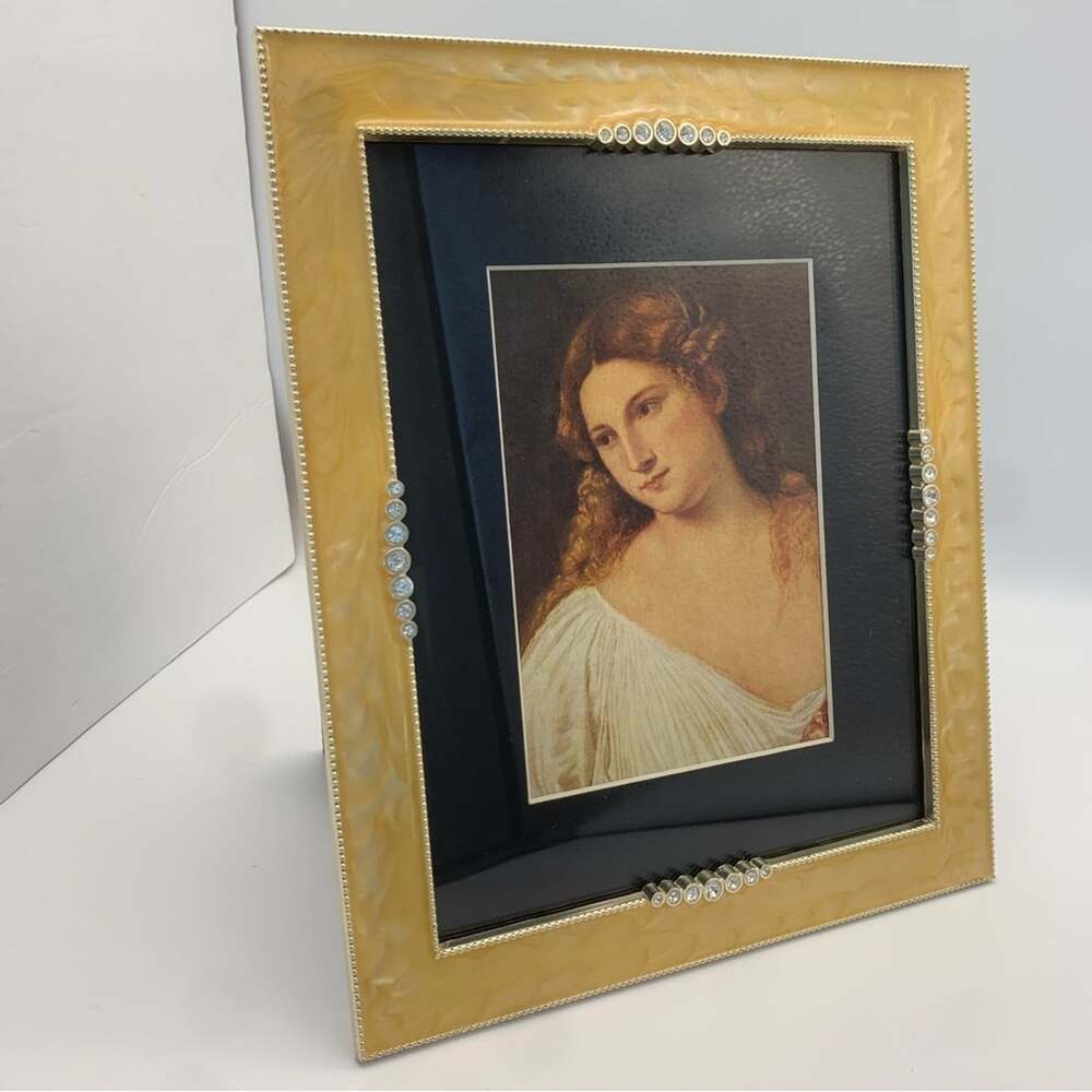 Gold Enamel Rhinestone Picture Frame - Picture 1 of 10